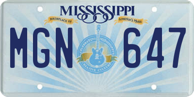 MS license plate MGN647