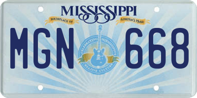 MS license plate MGN668