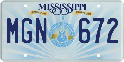MS license plate MGN672