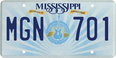 MS license plate MGN701