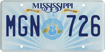 MS license plate MGN726