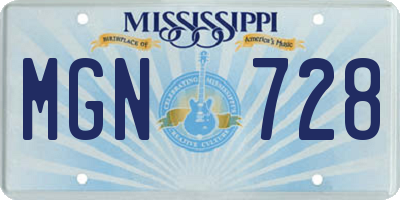 MS license plate MGN728