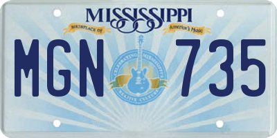 MS license plate MGN735