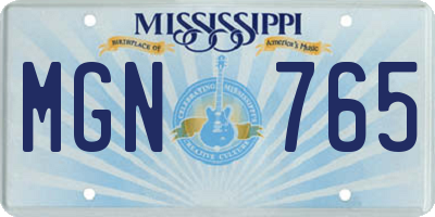 MS license plate MGN765