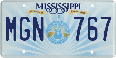 MS license plate MGN767