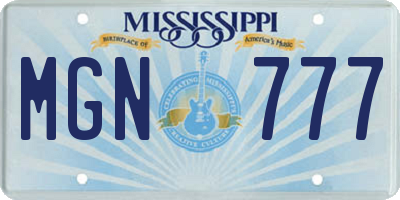 MS license plate MGN777