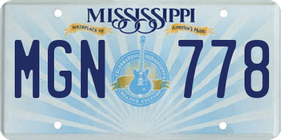 MS license plate MGN778