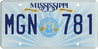 MS license plate MGN781