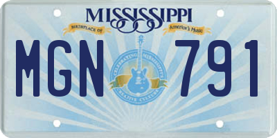MS license plate MGN791