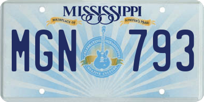 MS license plate MGN793
