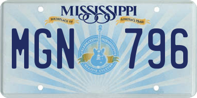 MS license plate MGN796