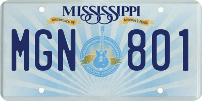 MS license plate MGN801