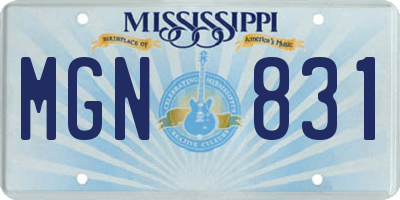 MS license plate MGN831