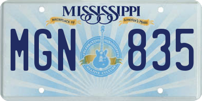 MS license plate MGN835
