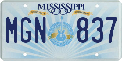 MS license plate MGN837