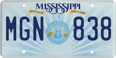 MS license plate MGN838