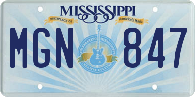 MS license plate MGN847