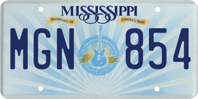 MS license plate MGN854