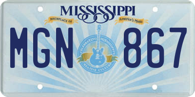 MS license plate MGN867