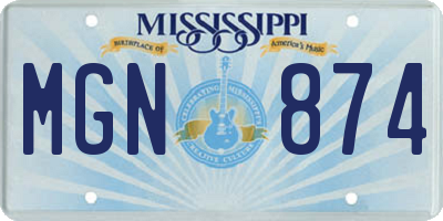 MS license plate MGN874