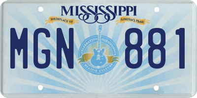 MS license plate MGN881