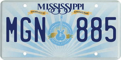 MS license plate MGN885
