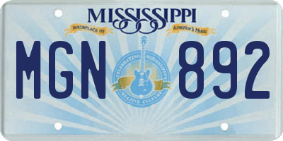 MS license plate MGN892