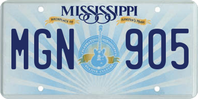 MS license plate MGN905