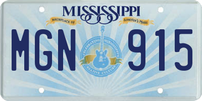 MS license plate MGN915
