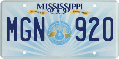 MS license plate MGN920