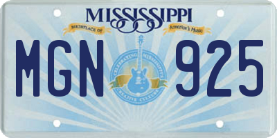MS license plate MGN925