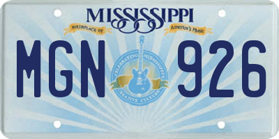 MS license plate MGN926