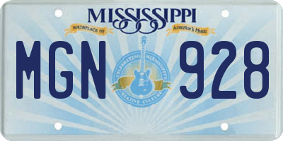 MS license plate MGN928