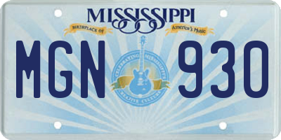 MS license plate MGN930