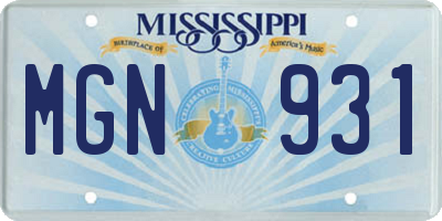 MS license plate MGN931