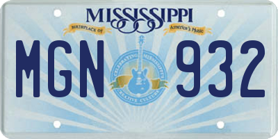 MS license plate MGN932