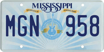 MS license plate MGN958