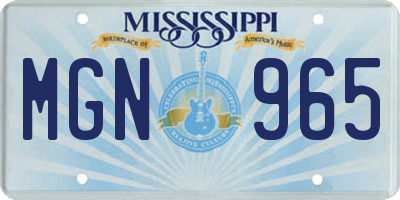 MS license plate MGN965