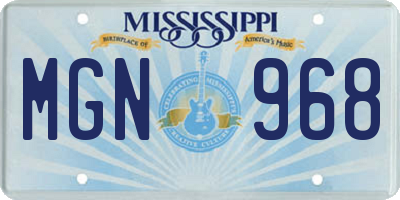 MS license plate MGN968