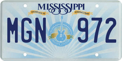 MS license plate MGN972