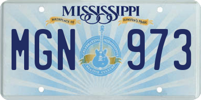 MS license plate MGN973