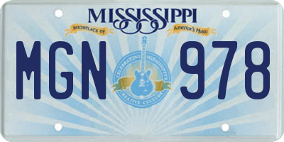 MS license plate MGN978