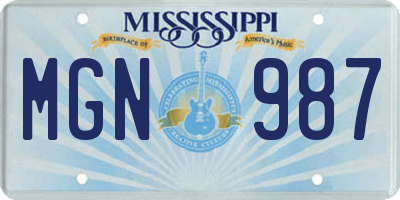 MS license plate MGN987