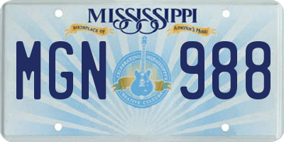 MS license plate MGN988
