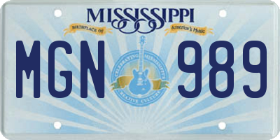 MS license plate MGN989