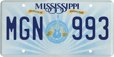 MS license plate MGN993
