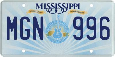 MS license plate MGN996