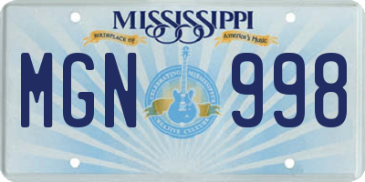 MS license plate MGN998