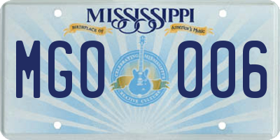 MS license plate MGO006