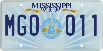 MS license plate MGO011